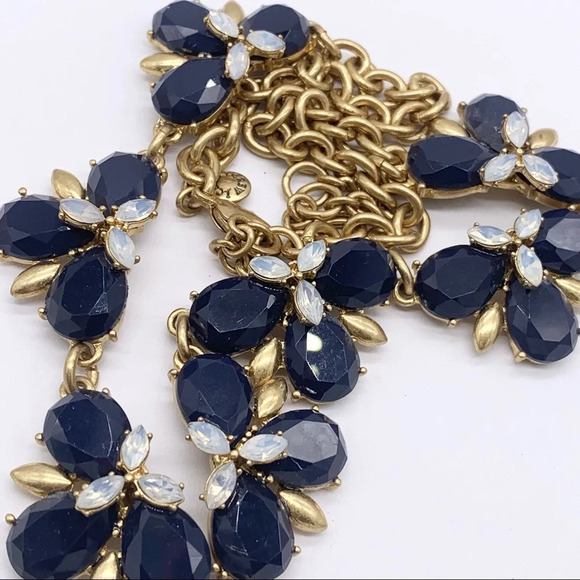 J. Crew Navy Blue Jeweled Necklace - Picture 2 of 3